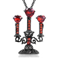 Gothic style necklace with candlestick pendant and cross chain in retro colour