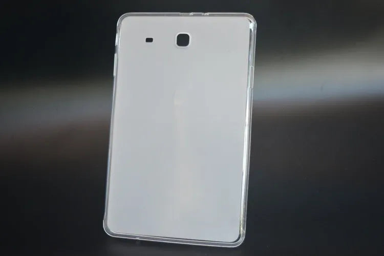 Clear transparent white ultra-thin silicone protective case for a tablet.
