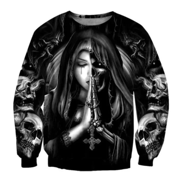 Halloween skull anime 3D printed hooded sweatshirt in casual long sleeve design