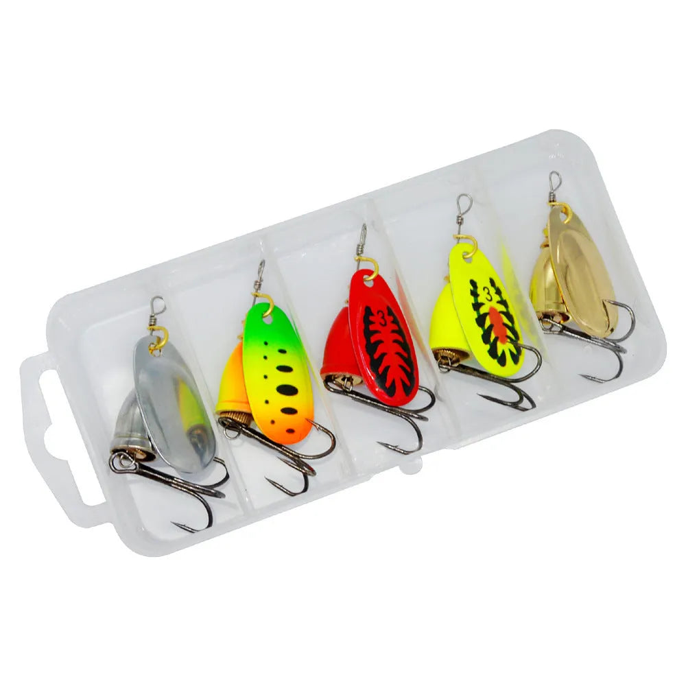 R composite rotating sequins copper bell metal fishing lure in seven colour options