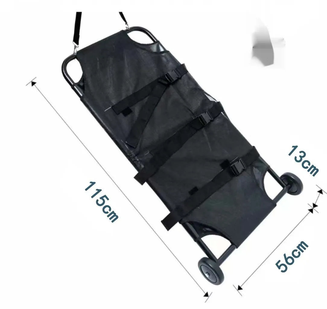 Black aluminium alloy pet stretcher for large dog emergency transfer