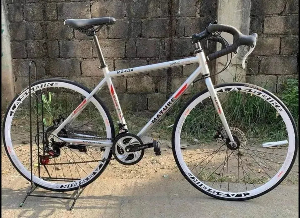 Aluminium alloy road bike flat handle 48cm frame matted blue side view