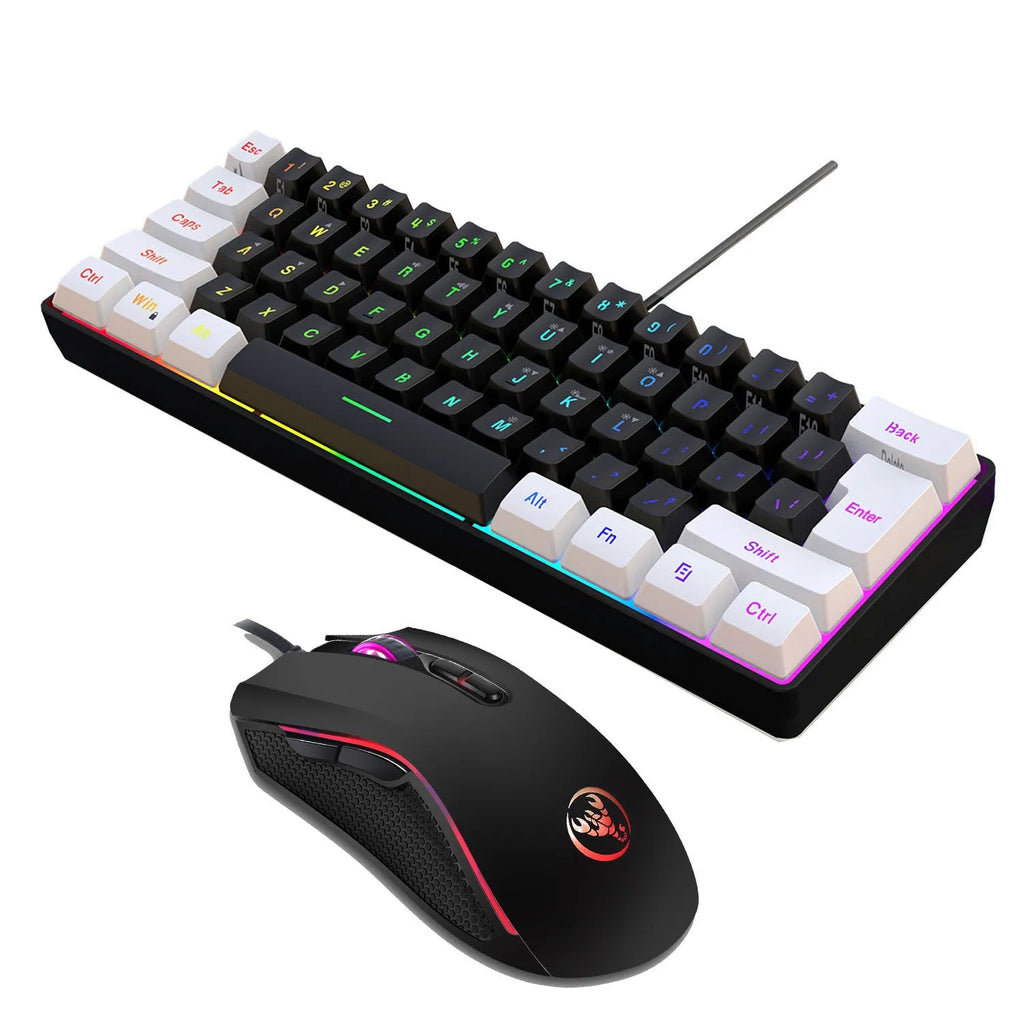 V700WB wireless keyboard and mouse combo in white and black with RGB backlight