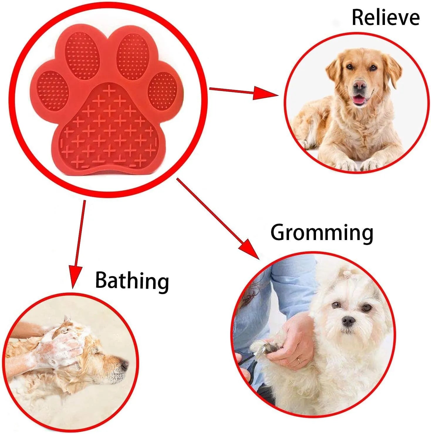Blue bone-shaped silicone dog licking mat with suction cups on back, held against a tile wall.