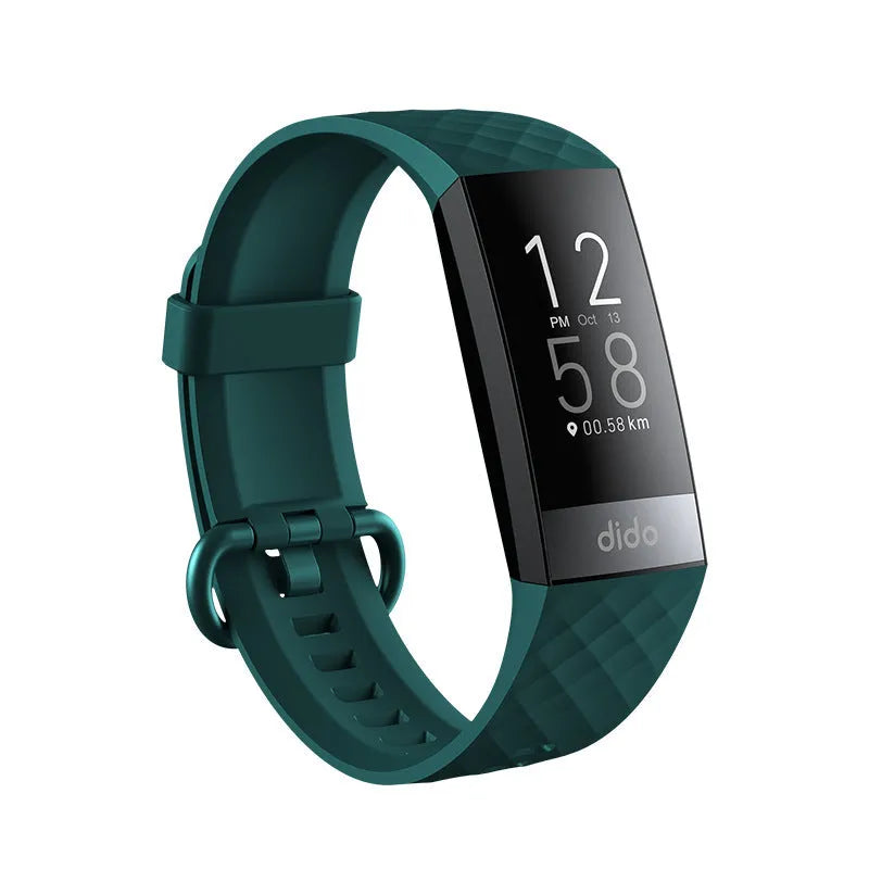 Y6 Black smart bracelet with 1.1-inch screen displaying health metrics including blood pressure and ECG