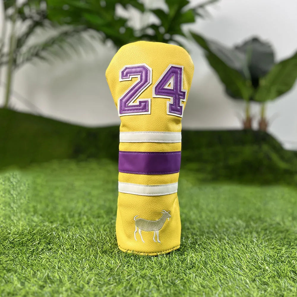 Ram golf club sleeve set showing four PU protectors for wooden pole clubs including chicken drumstick fairway design and square putter cover