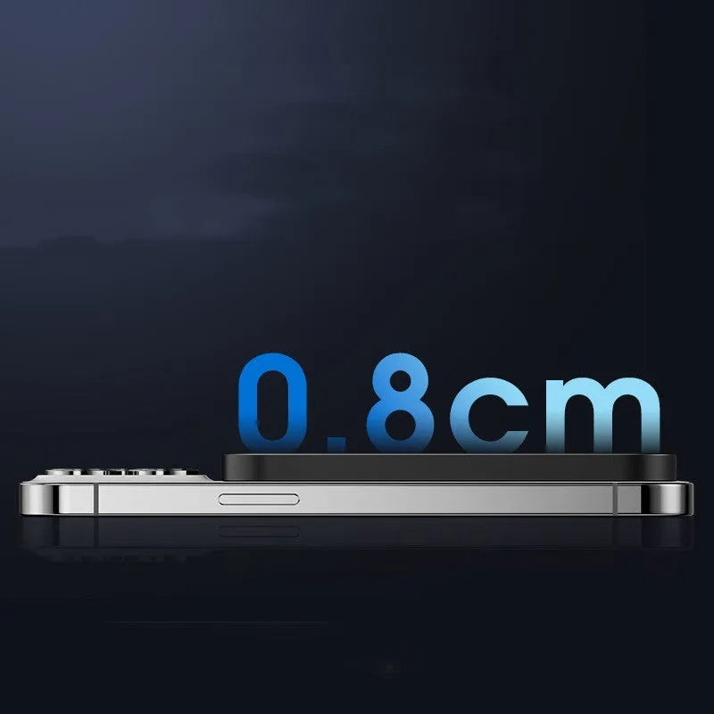 Magnetic wireless alloy power bank in black or titanium gold, showing creative design