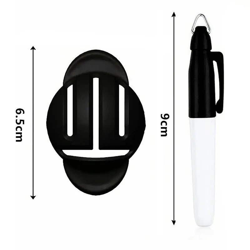Golf putter alignment tool with plastic scriber and drawing pens for putting practice