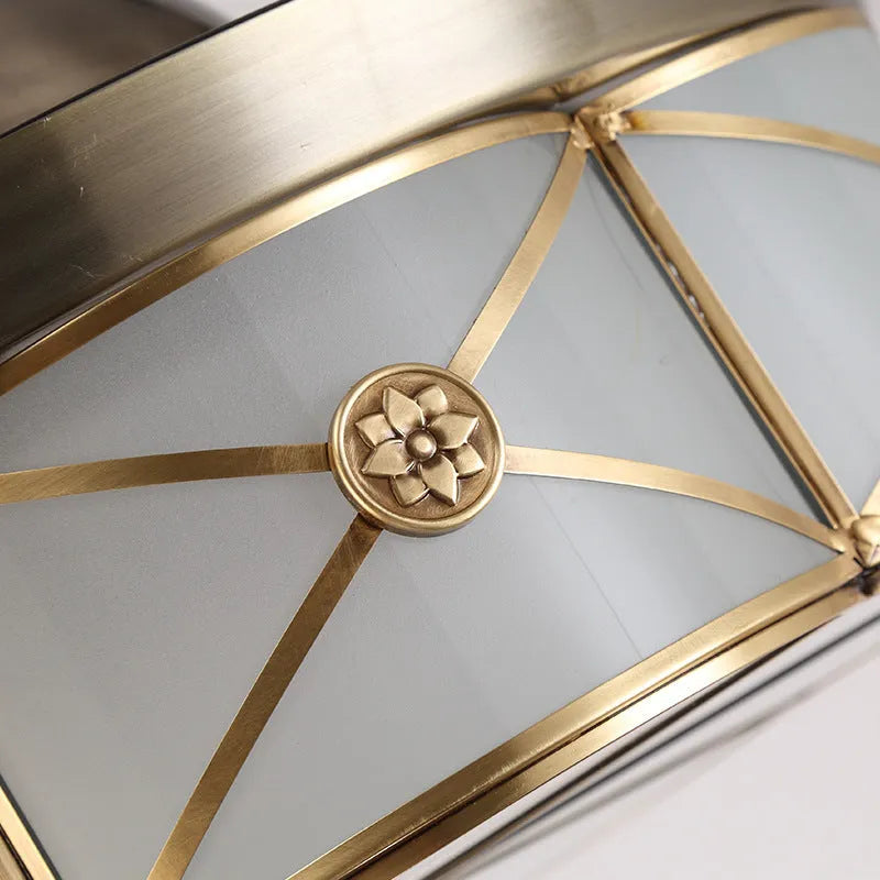 Gold 42 inch ceiling fan light with invisible blades and remote control on a white background