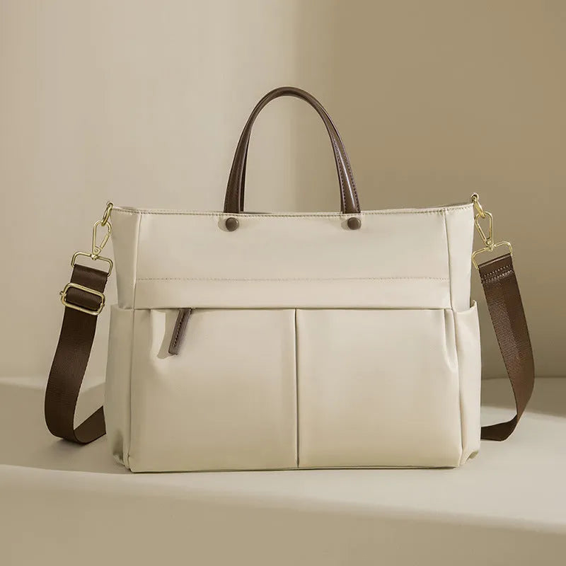 Women's large capacity oxford cloth briefcase showing 36cm length and open pocket design