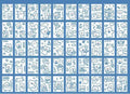 Fifty decorative sticker sheets in Japanese composite paper with cute animal and beverage designs measuring 40x60mm each