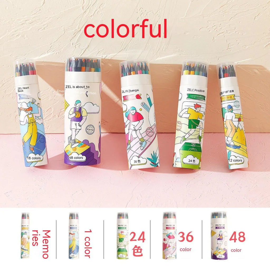 Zhenglin Sports Series colour pencils with paper barrel in multiple colour set configurations