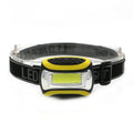 Yellow plastic three-speed adjustable COB LED headlamp or head torch