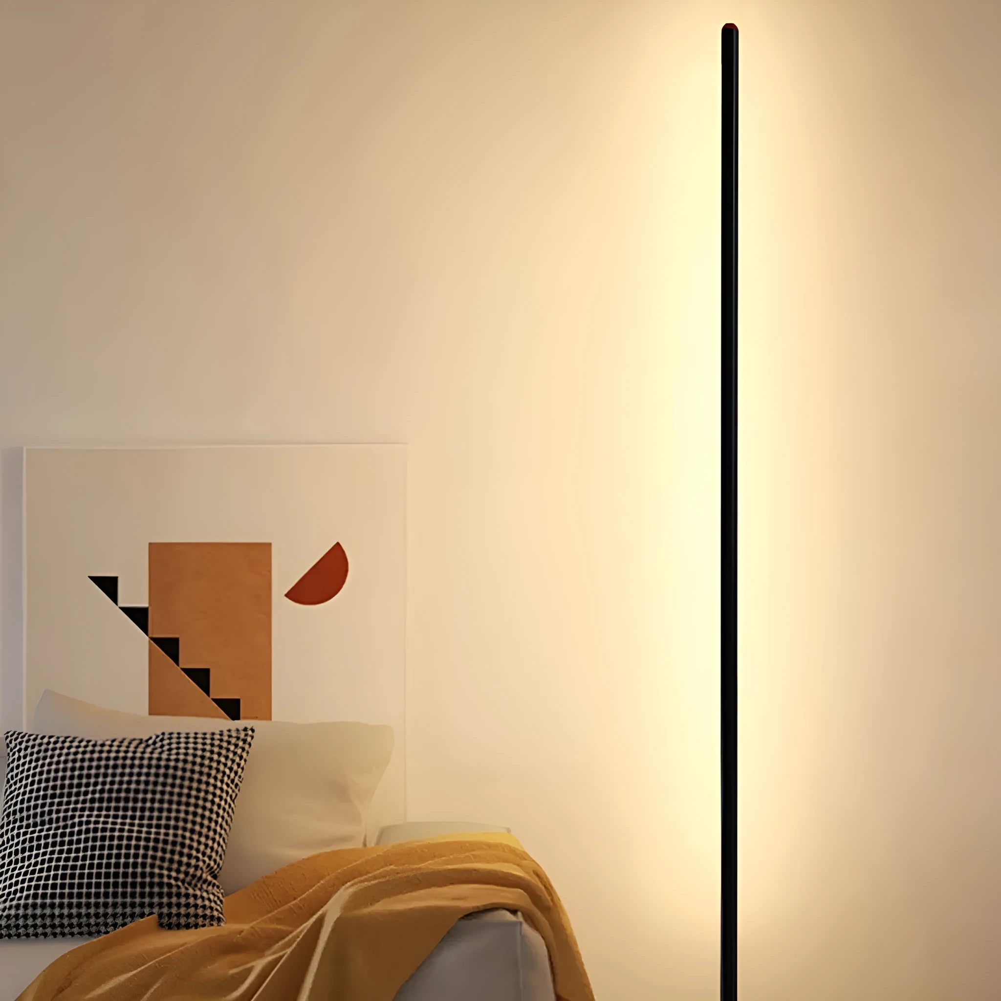 Vertical aluminium alloy floor lamp in modern simple style with USB power connection