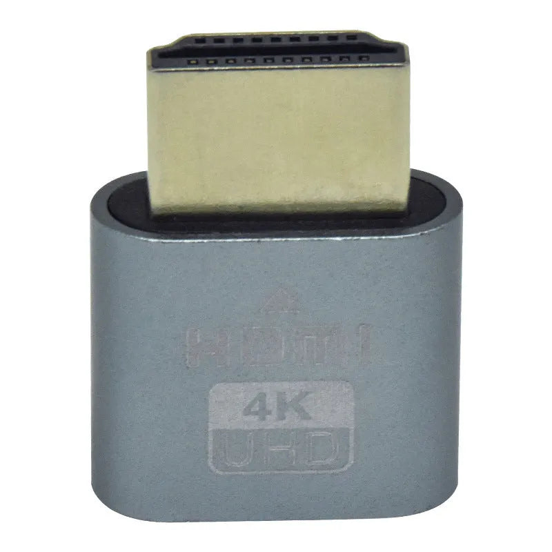 Compact graphics card virtual display spoof with HDMI interface, shown in gold finish, measuring 26.5mm in length.