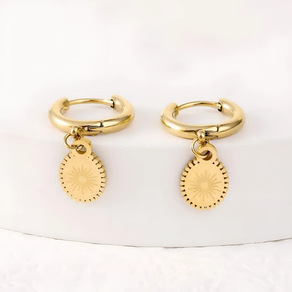 Stainless steel geometric earrings with ellipse design in XY-EH005 colour for women's fashion