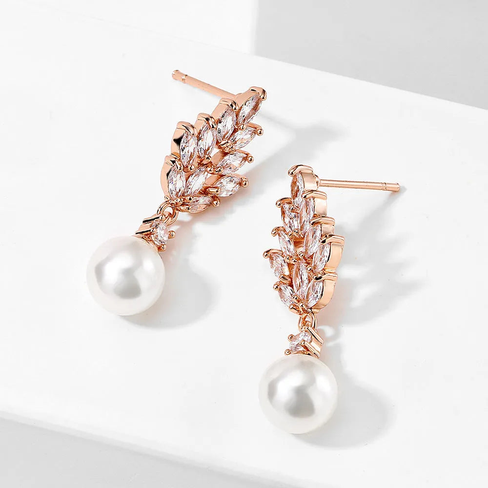 Geometric flower earrings with micro zircon detailing in gold, platinum or rose gold plating