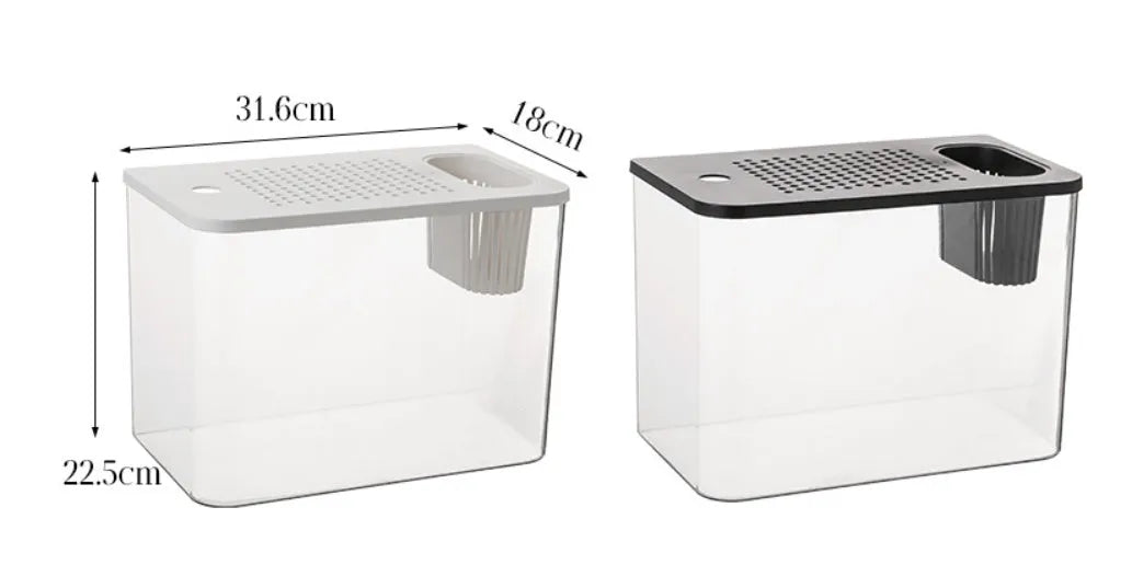Mini betta fish tank aquarium with cover lid measuring 32cm long by 18.5cm wide