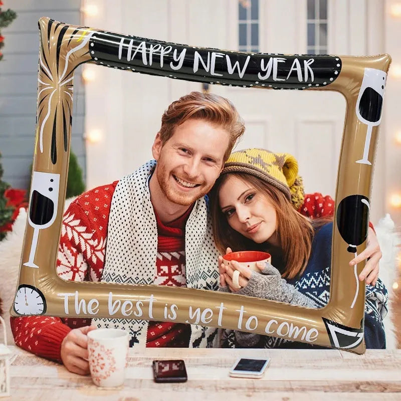 Christmas inflatable PVC photo frame for festive photography and youth entertainment