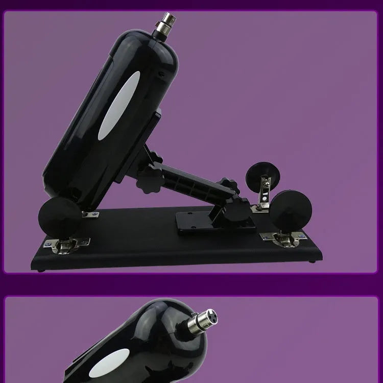 Purple automatic telescopic thrusting sex tool showing 37cm length with PVC construction