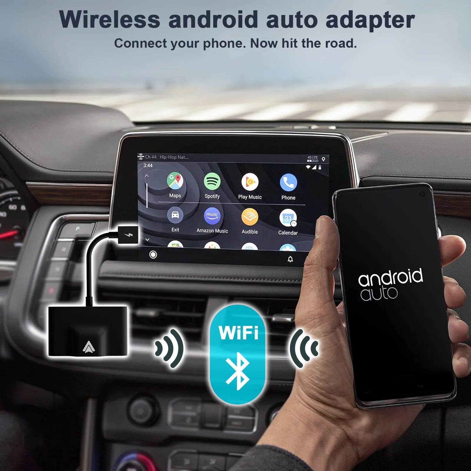 Car wired to wireless Android adaptor for CARPLAY compatible vehicles with multiple colour options
