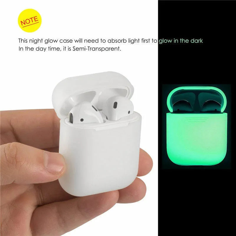 Luminous coloured silicone flip-case for Apple AirPods wireless earphones