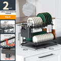 White and black double-layer kitchen storage rack with removable draining function