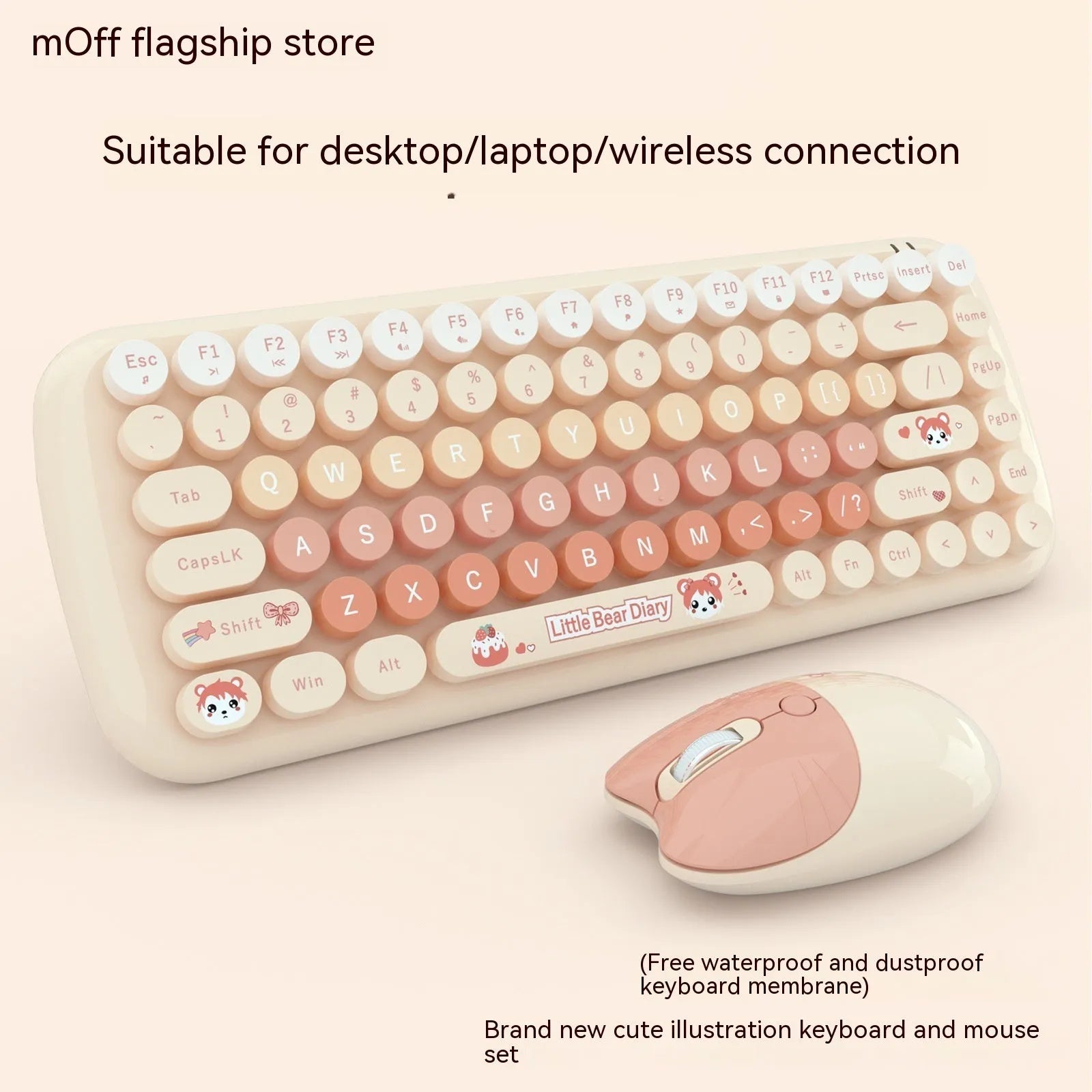 Candy coloured mini wireless keyboard and mouse set measuring 43.5cm with four colour options