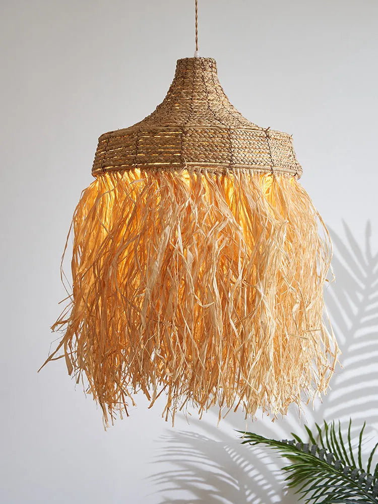 50cm diameter retro restaurant chandelier made from woven willow and wild vetch with Southeast Asian style