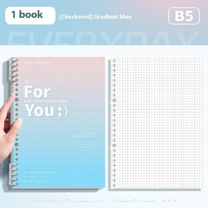 Removable coil gradient notebook with PP cover in green, blue, pink, and purple colour options