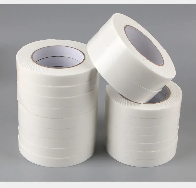 Foam double-sided adhesive sponge tape roll showing 3mm thickness with measurement display