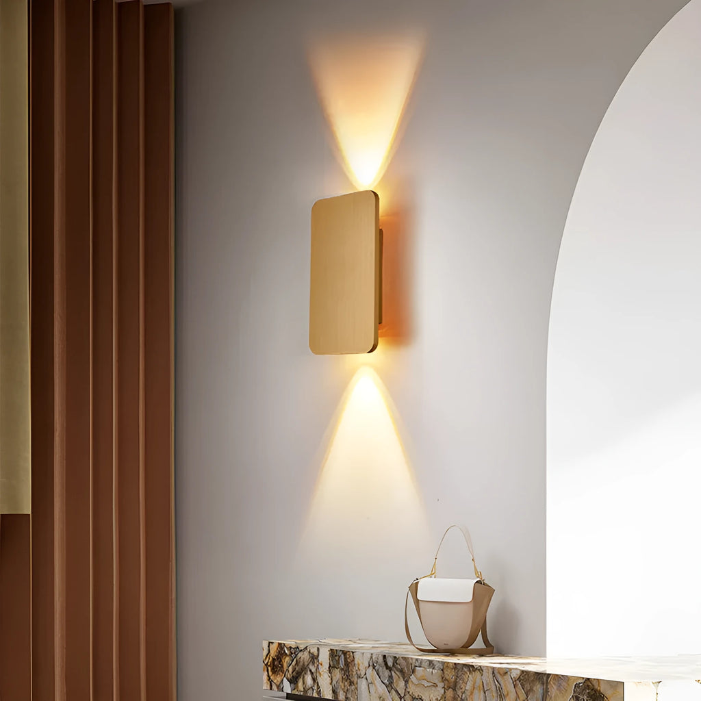 Modern Nordic minimalist LED wall lamp in black finish showing three light colour options