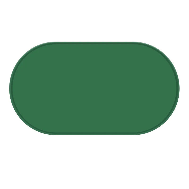 Green silicone waterproof placemat for cat bowls showing large size dimensions.