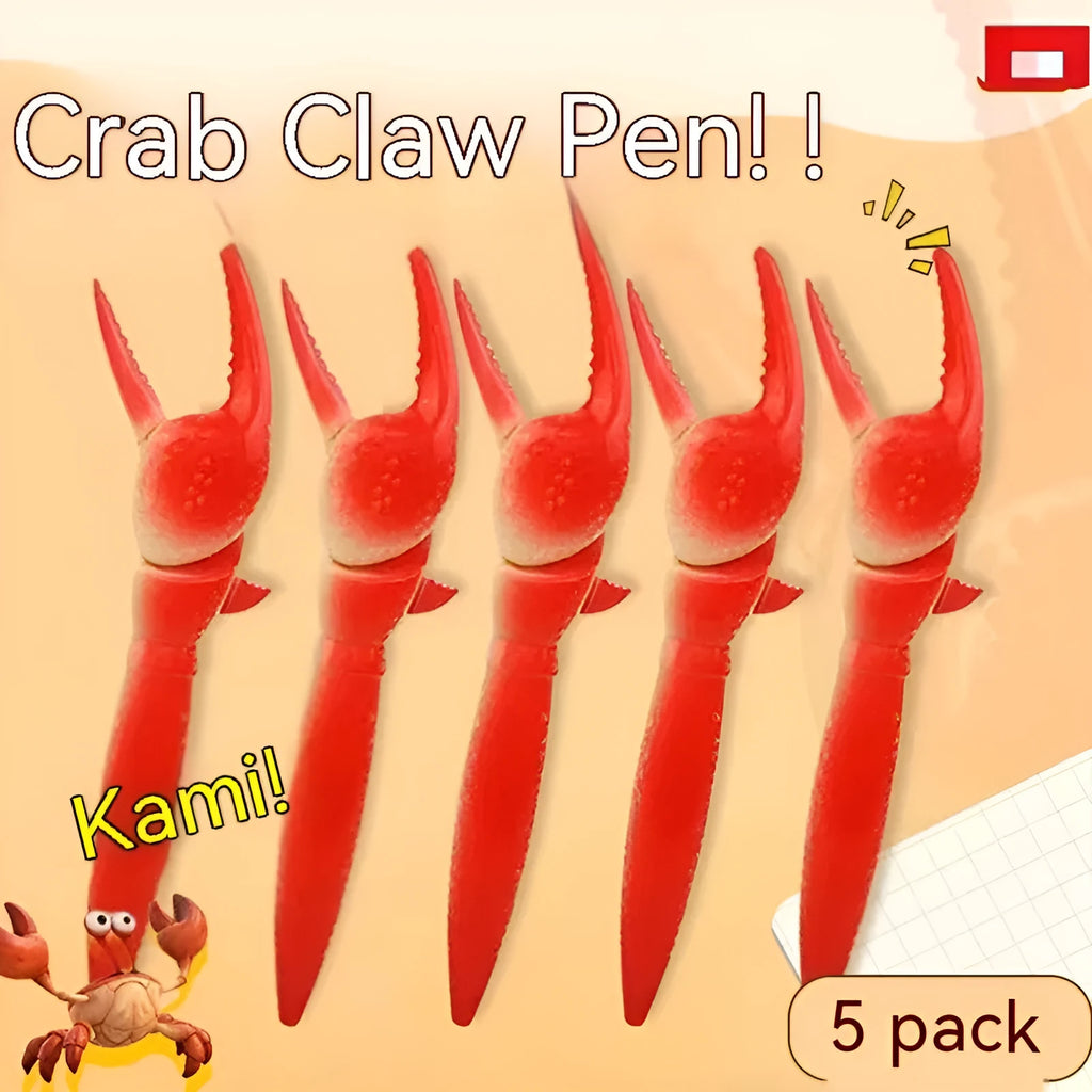 Crab-shaped novelty ballpoint pen with can clip attachment and press-down mechanism