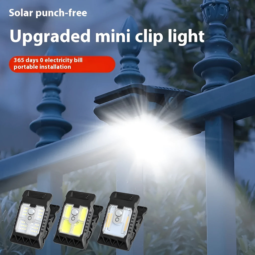 Compact motion sensor clip lamp with IP65 waterproof rating and rechargeable battery
