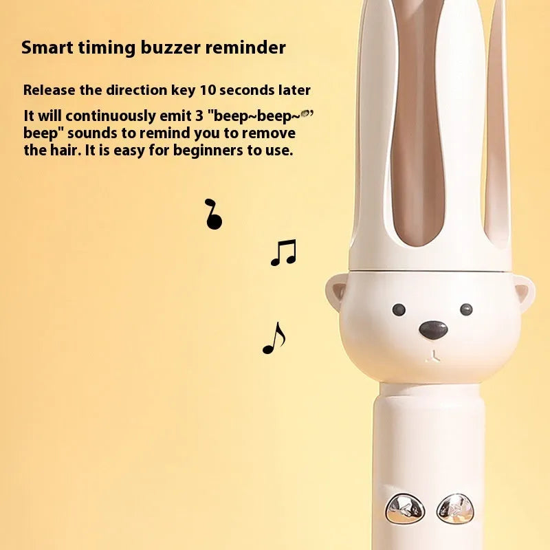 Beige automatic hair curler with negative ion technology for curly hair styling