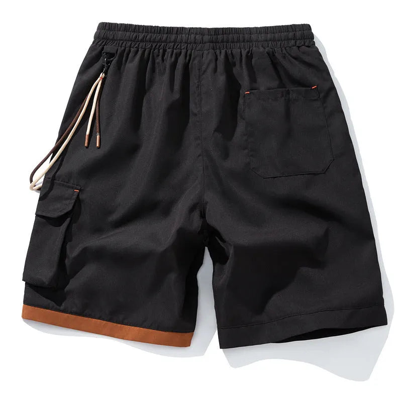 Men's loose-fitting plus size shorts in bamboo fabric, shown in coffee colour.