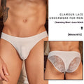 Men's black and white shark skin lace polyester briefs in free size fit