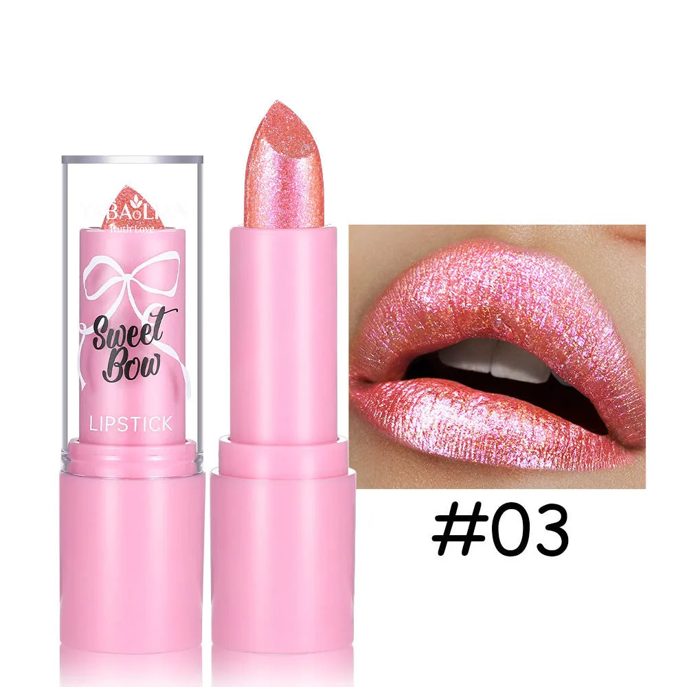 XINGX Diamond Lipstick with sweetheart bow design showing six colour options