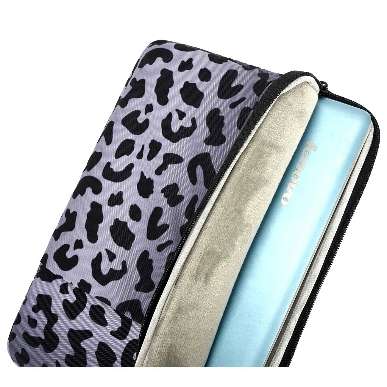 Leopard print laptop sleeve for 13-inch to 16-inch devices with anti-shock waterproof protection