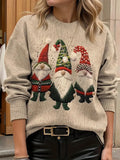 Christmas sweater with Santa Claus 3D pattern round neck pullover in polyester