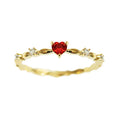 Zircon peach heart ring in gold or silver electroplated finish, sizes 6-10