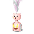 Pink and blue rotating ball cat feather wand toys with tumbler mechanism