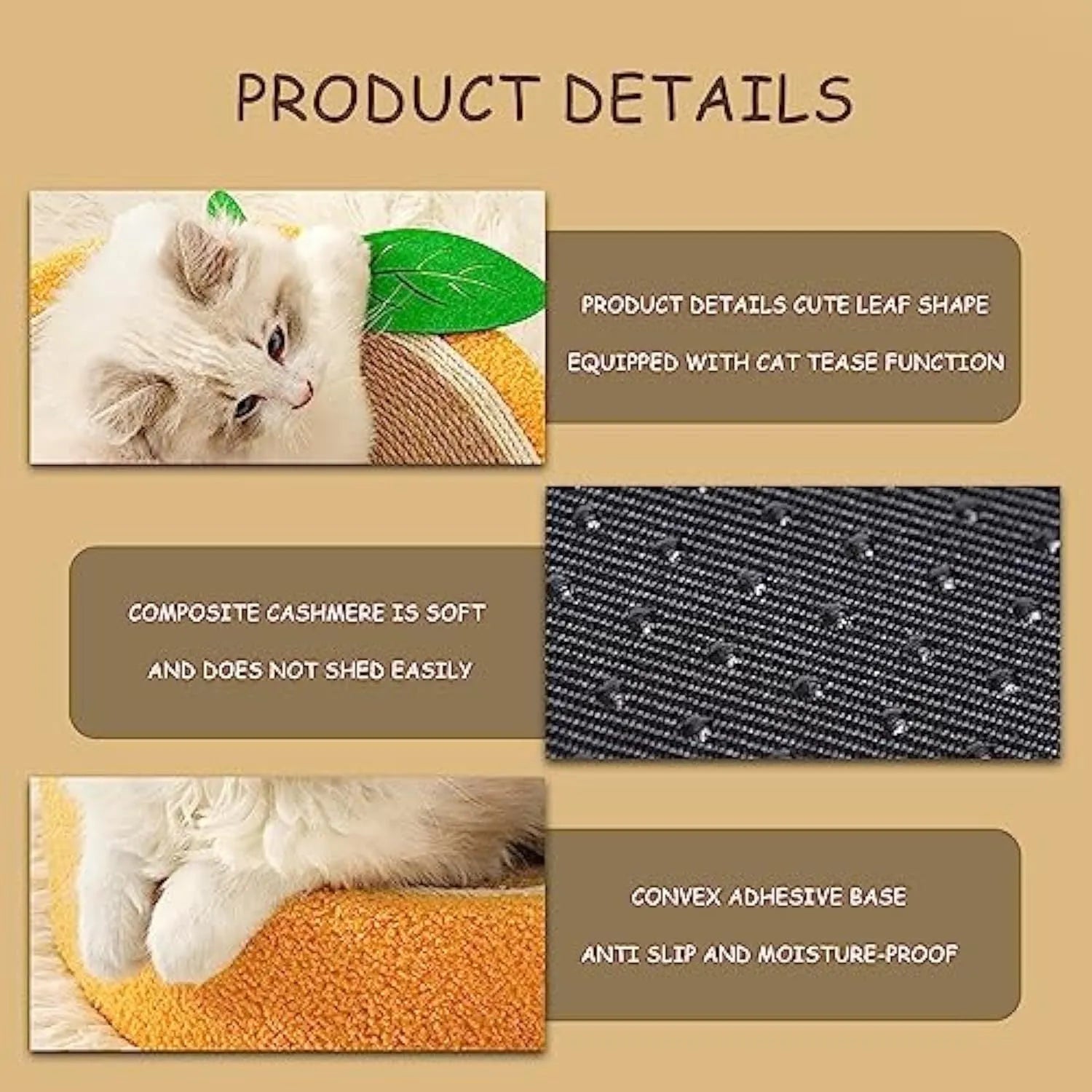 Yellow round sisal cat scratching board with concave centre forming a bed