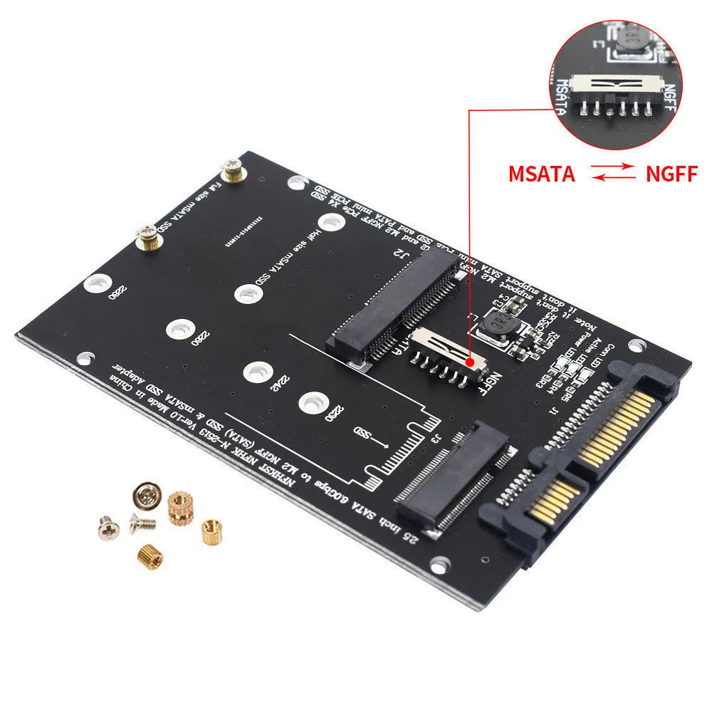 SATA3 to M.2 NGFF MSATA SSD conversion adapter card in black and blue colour options