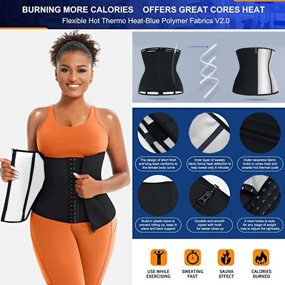 Blue neoprene sports abdominal belt with adjustable waist shaping contraction
