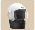Winter electric bicycle helmet with anti-fog visor and attached scarf in blue colour