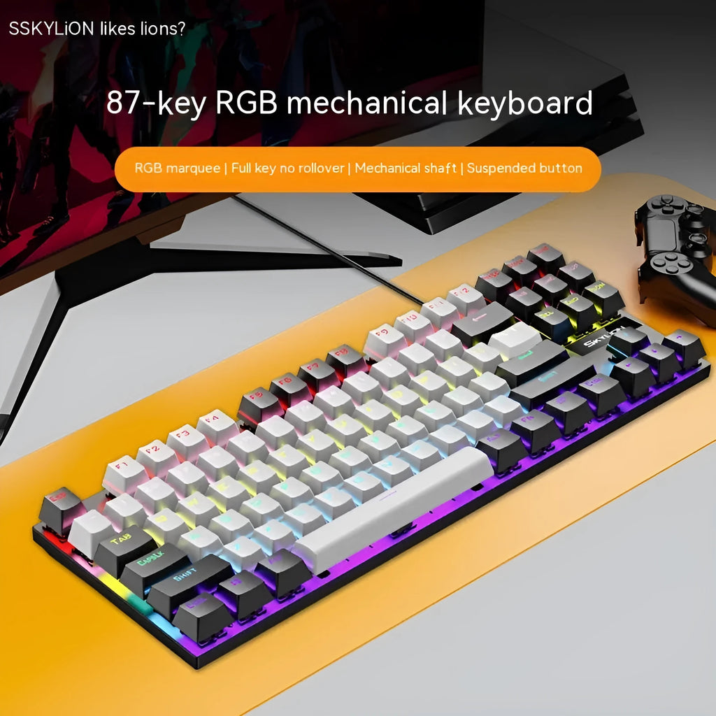 K87 mechanical keyboard with green or red axis switches in selected colour option