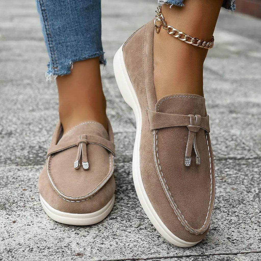 Men's casual canvas loafers with platform sole in black, apricot, and brown colours