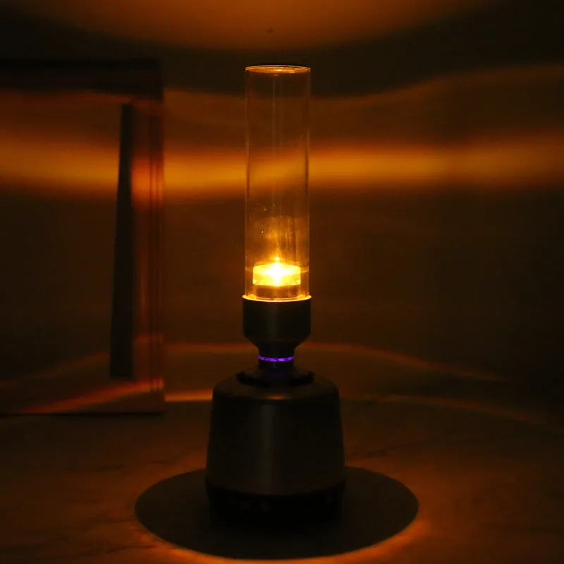 White silver candlelight Bluetooth speaker night light with modern simple design
